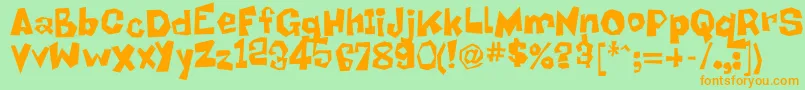 フォントPraiseBob – オレンジの文字が緑の背景にあります。