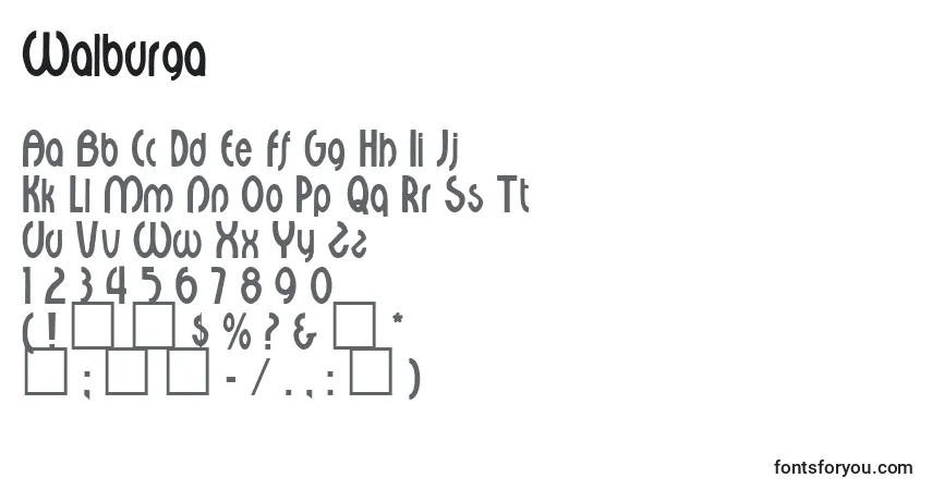 Schriftart Walburga – Alphabet, Zahlen, spezielle Symbole