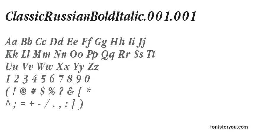 Schriftart ClassicRussianBoldItalic.001.001 – Alphabet, Zahlen, spezielle Symbole