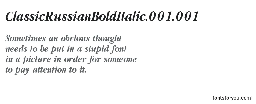 Review of the ClassicRussianBoldItalic.001.001 Font