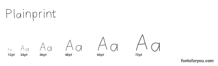 Plainprint Font Sizes