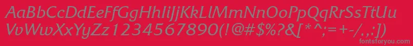 フォントFrizquadrataettItalic – 赤い背景に灰色の文字