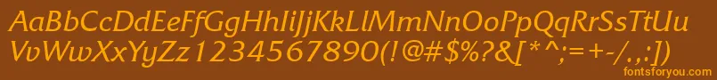 FrizquadrataettItalic Font – Orange Fonts on Brown Background