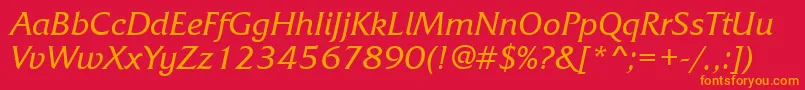 FrizquadrataettItalic Font – Orange Fonts on Red Background