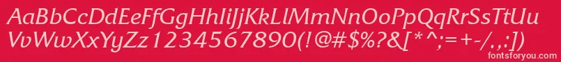 フォントFrizquadrataettItalic – 赤い背景にピンクのフォント