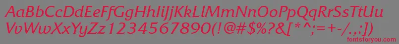 FrizquadrataettItalic Font – Red Fonts on Gray Background