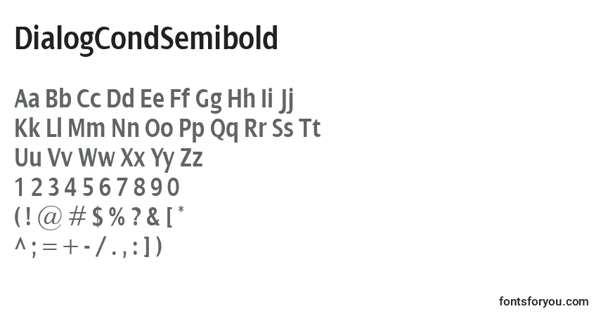 Шрифт DialogCondSemibold – алфавит, цифры, специальные символы
