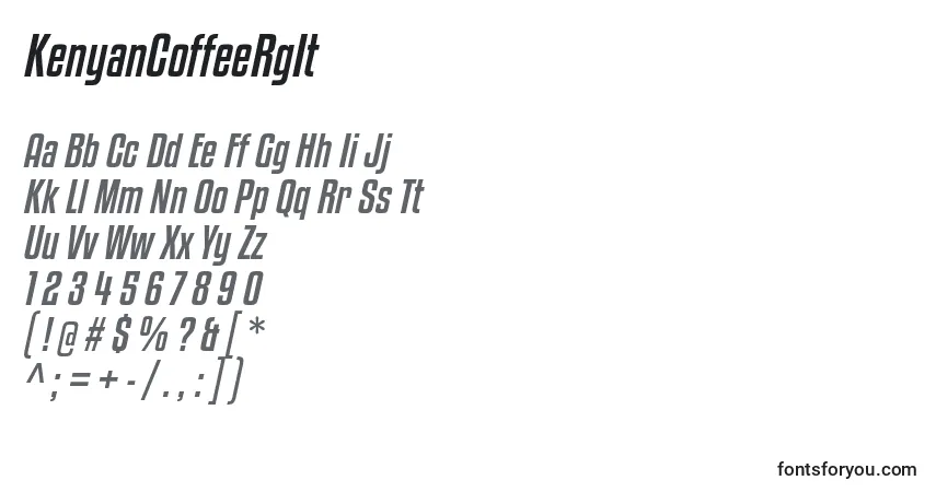 KenyanCoffeeRgIt Font – alphabet, numbers, special characters