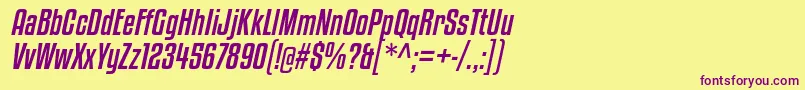 KenyanCoffeeRgIt-fontti – violetit fontit keltaisella taustalla