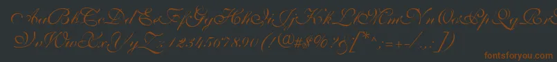 ShelleyVolantescripta-fontti – ruskeat fontit mustalla taustalla