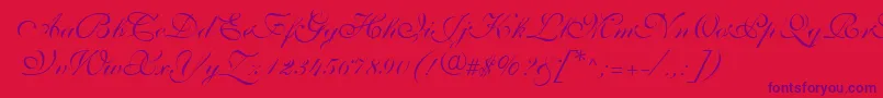 ShelleyVolantescripta Font – Purple Fonts on Red Background