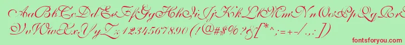 ShelleyVolantescripta Font – Red Fonts on Green Background