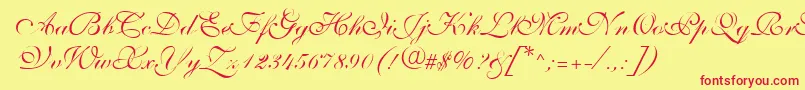 ShelleyVolantescripta Font – Red Fonts on Yellow Background