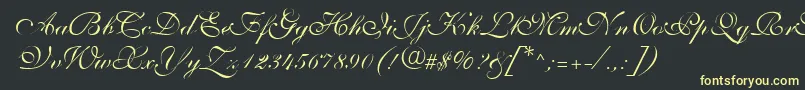 フォントShelleyVolantescripta – 黒い背景に黄色の文字