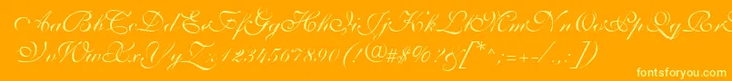 ShelleyVolantescripta Font – Yellow Fonts on Orange Background