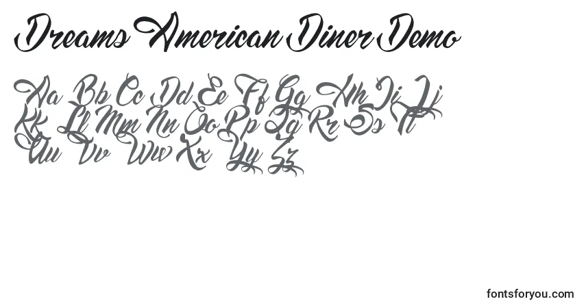 Schriftart DreamsAmericanDinerDemo – Alphabet, Zahlen, spezielle Symbole
