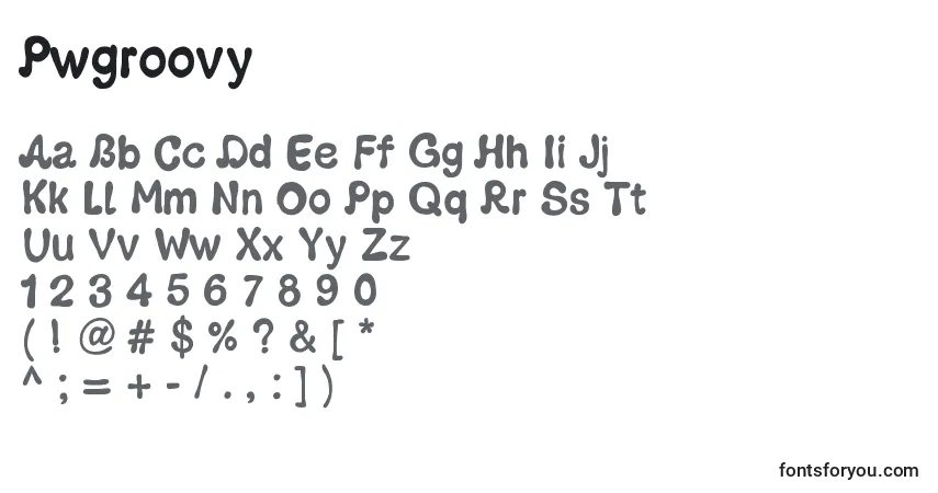 Czcionka Pwgroovy – alfabet, cyfry, specjalne znaki