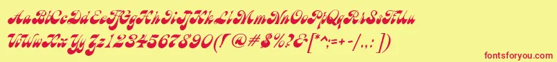 BrandyMfScript Font – Red Fonts on Yellow Background