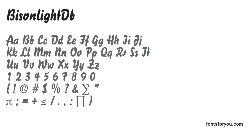 Czcionka BisonlightDb – alfabet, cyfry, specjalne znaki