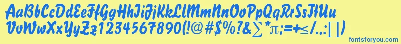 BisonlightDb-Schriftart – Blaue Schriften auf gelbem Hintergrund