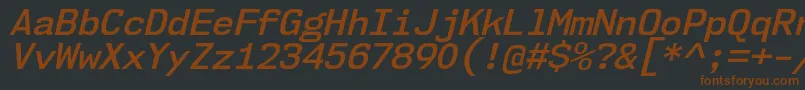 フォントNk57MonospaceNoSbIt – 黒い背景に茶色のフォント