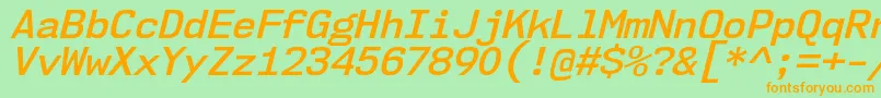 Nk57MonospaceNoSbIt-Schriftart – Orangefarbene Schriften auf grünem Hintergrund