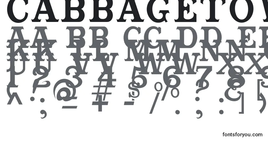 Czcionka Cabbagetownsmcaps – alfabet, cyfry, specjalne znaki
