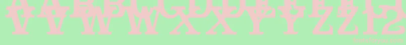 Cabbagetownsmcaps-Schriftart – Rosa Schriften auf grünem Hintergrund