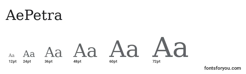Размеры шрифта AePetra