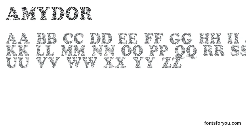 Schriftart Amydor – Alphabet, Zahlen, spezielle Symbole
