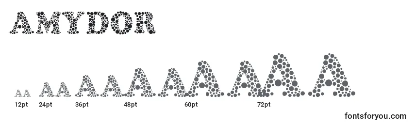 Размеры шрифта Amydor