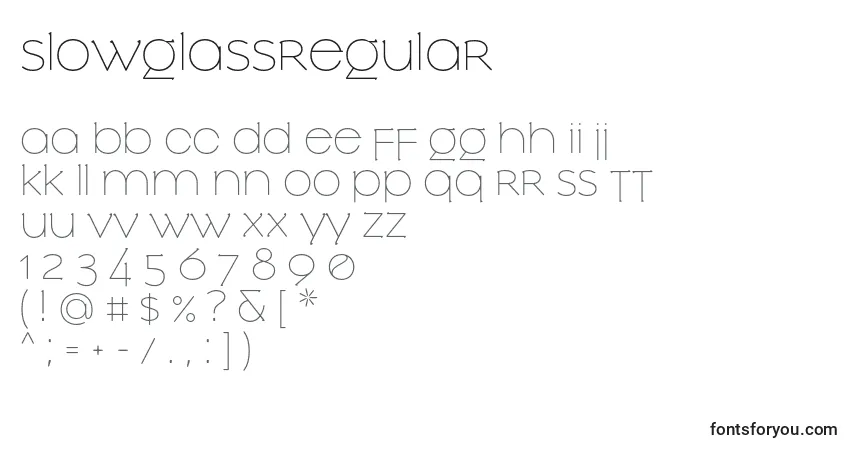 SlowglassRegular Font – alphabet, numbers, special characters