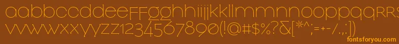 SlowglassRegular-Schriftart – Orangefarbene Schriften auf braunem Hintergrund