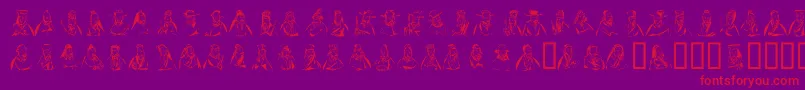 Linotypeancientchinese-Schriftart – Rote Schriften auf violettem Hintergrund