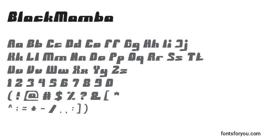 Schriftart BlackMamba (71921) – Alphabet, Zahlen, spezielle Symbole