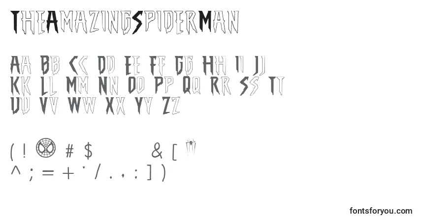 Schriftart TheAmazingSpiderMan – Alphabet, Zahlen, spezielle Symbole