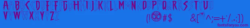 TheAmazingSpiderMan-Schriftart – Violette Schriften auf blauem Hintergrund