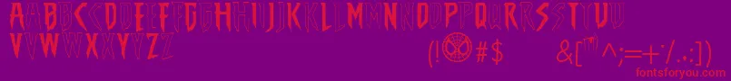 TheAmazingSpiderMan-Schriftart – Rote Schriften auf violettem Hintergrund