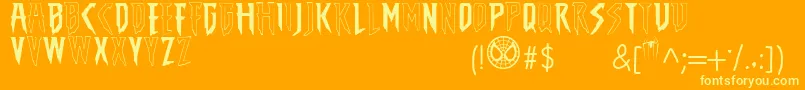 TheAmazingSpiderMan-Schriftart – Gelbe Schriften auf orangefarbenem Hintergrund