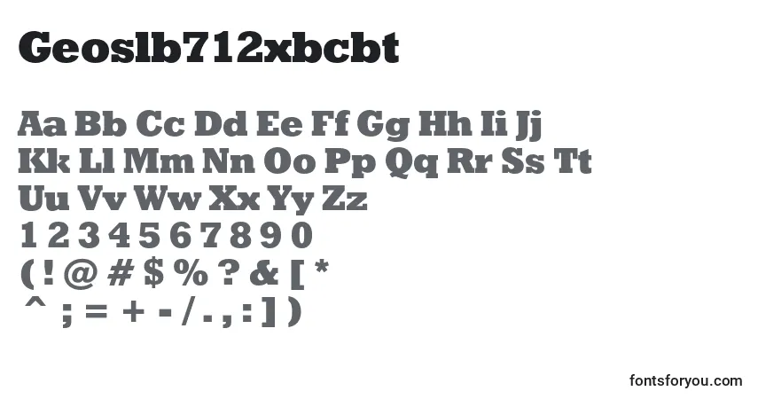 Geoslb712xbcbtフォント–アルファベット、数字、特殊文字