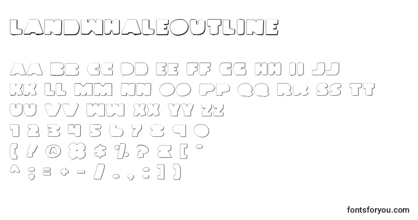 Schriftart LandWhaleOutline – Alphabet, Zahlen, spezielle Symbole