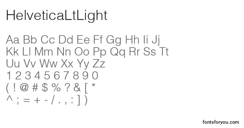 Шрифт HelveticaLtLight – алфавит, цифры, специальные символы