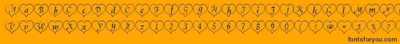 Heartwhitebecker-Schriftart – Schwarze Schriften auf orangefarbenem Hintergrund