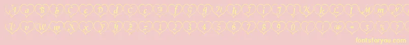 Heartwhitebecker-Schriftart – Gelbe Schriften auf rosa Hintergrund