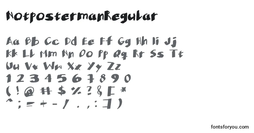 Czcionka NotpostermanRegular – alfabet, cyfry, specjalne znaki