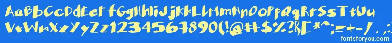 NotpostermanRegular Font – Yellow Fonts on Blue Background