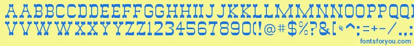 フォントWild West – 青い文字が黄色の背景にあります。