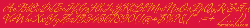 CenizasAlt-Schriftart – Orangefarbene Schriften auf rotem Hintergrund