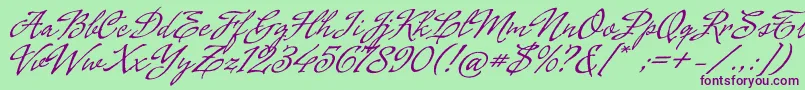 CenizasAlt-Schriftart – Violette Schriften auf grünem Hintergrund