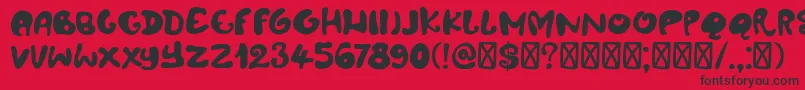 フォントDkAmoebica – 赤い背景に黒い文字